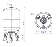 Vertikali hidroforo talpykla Varem US050362CS0A2000, 50 l, 1 colis - Išorinis sriegis
