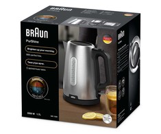 Virdulys Elektriskā tējkanna Braun PurShine WK1500BK, 1.7 l, sudraba/melna