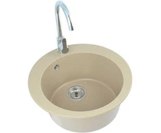 Plautuvė su virtuviniu maišytuvu Alveus Victoria 9811055SEN, granitas, 50.5 cm x 50.5 cm x 20.6 cm, smėlio sp.