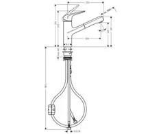 Hansgrohe Ištraukiamas virtuvės maišytuvas FOCUS M42 71814000
