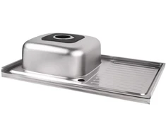 Virtuvinė kriauklė AB 800X600X0.6MM su paviršiumi, kairė, su sifonu, uždedama