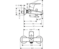 Vonios maišytuvas Hansgrohe Focus E2 31940, chromo sp.