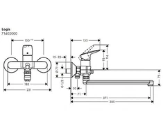 Vonios maišytuvas Hansgrohe Logis 71402000, chromuotas.