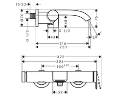 Vonios maišytuvas Hansgrohe Vivenis 75420000, chromo spalvos.