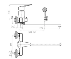 Domoletti BATH FAUCET LONG SPOUT DVI253.5/1