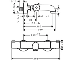 Termostatinis vonios maišytuvas Hansgrohe Ecostat 1001 CL