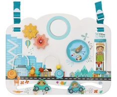 Adam Toys Medinė sensorinė veiklos lenta „Vaikų pasaulis“, skirta kūdikiams nuo 6 mėn., lavina smulkiąją motoriką, pastelė