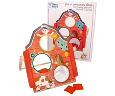 Adam Toys Medinė žaidimų lenta su taikiniais ir maišeliais, vaikams nuo 3 metų, lavina taiklumą, raudona