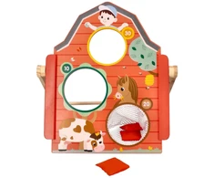 Adam Toys Medinė žaidimų lenta su taikiniais ir maišeliais, vaikams nuo 3 metų, lavina taiklumą, raudona