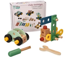 Adam Toys Medinis vaikų konstruktoriaus rinkinys su įrankiais, lavinantis kūrybiškumą, nuo 3 metų, rudas