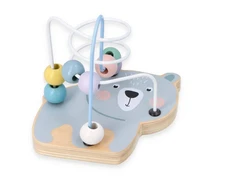 Adam Toys Mini medinė motorinė žaidimų kilpa Mišio formos, vaikams nuo 12 mėn., lavina smulkiąją motoriką, pastelinė