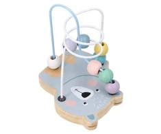 Adam Toys Mini medinė motorinė žaidimų kilpa Mišio formos, vaikams nuo 12 mėn., lavina smulkiąją motoriką, pastelinė
