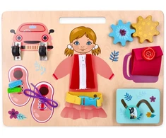 Adam Toys Motorinė veiklos lenta Ania mažiesiems atradėjams nuo 1 metų, lavina smulkiąją motoriką, medinė