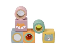 Adam Toys Sensorinių pojūčių mediniai lavinamieji kaladėlės vaikams nuo 12 mėn., 6 spalvų rinkinys