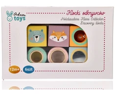 Adam Toys Sensorinių pojūčių mediniai lavinamieji kaladėlės vaikams nuo 12 mėn., 6 spalvų rinkinys