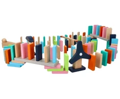 Adam Toys Spalvotas domino žaidimas vaikams nuo 3 metų su mechaniniais elementais ir tilteliu