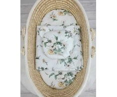 Antklodė su pagalve kūdikiui, 2 dalių komplektas, Clematis, smėlio spalvos