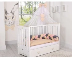 My Sweet Baby Pintas lovytės bamperis – smėlio, antracito ir pastelinis rožinis