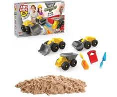 ArtCraft Kūrybinis kinetinio smėlio rinkinys su statybiniais automobiliais, vaikams nuo 3 metų, lavina motoriką ir vaizduotę