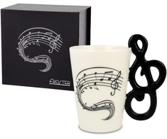 Froster Elegantiška muzikinio rakto formos rankena puodelis, muzikos mylėtojams, balta