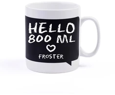 Froster Milžiniškas puodelis su rašymo lenta ir kreida, dovana arbatos mylėtojui, juodas