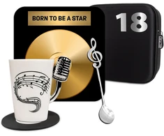 Froster Stilinga muzikos gerbėjo dovanų rinkinys „Born to Be a Star“, su puodeliu ir padėkliuku, elegantiškas