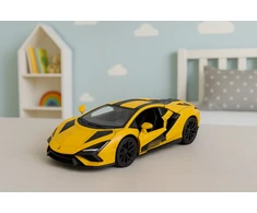 Lean Toys Lenktyninis automobilis metalinis 1:32 geltonas su atidaromomis durimis