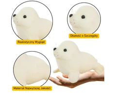 Lean Toys Baltas pliušinis ruonis, minkštas žaislas, 24 cm