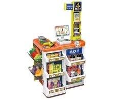 Lean Toys Vaikiška parduotuvė su kasos aparatu ir vežimėliu, lavinanti žaidimų rinkinys, nuo 3 metų