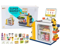 Lean Toys Žaislinė parduotuvė su kasos aparatu ir skaitytuvu (41x37x20 cm)