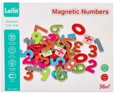 Lelin Magnetinės medinės skaitmenys edukacinei matematikos žaidimui, vaikams nuo 3 metų, 60 vnt. spalvoti