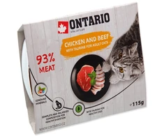 ONTARIO konservai katėms, vištiena, jautiena, 115 g