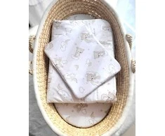 Bobono Patalynės komplektas kūdikiui smėlio spalvos su meškučiais 75x100cm Newborn