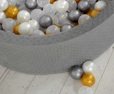 Plastikiniai kamuoliukai vaikų sausajam baseinui 50 vnt., sidabrinės spalvos