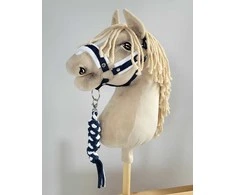 Super Hobby Horse Hobio arklio kantaras su balta pūkuota apdaila ir pavadžiu