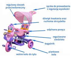 Ramiz Vaikiškas 3 ratų violetinis ančiuko dviratukas