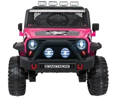 Vaikiškas elektrinis džipas 4x4 su LED šviesomis ir saugos diržais, nuo 3 metų, juodas