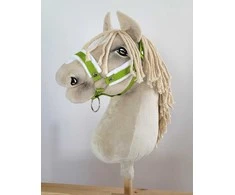 Super Hobby Horse Reguliuojamas kantaras hobi arkliukui A3 – žalias su balta pūkine apdaila