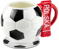 Sprintigo Didelis futbolo formos puodelis su 700 ml talpa ir silikonine padėkliuke, futbolo gerbėjams