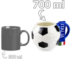 Sprintigo Didelis futbolo formos puodelis su 700 ml talpa, futbolo gerbėjams, juodas