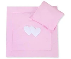 Patalynės komplektas su antklode ir pagalve Pram Hearts – jaukumui ir saldiems sapnams.