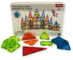 X Bida Kaleidoskopinės magnetinės konstruktoriaus plytelės, 95 vnt., vaikams nuo 3 metų, skatina erdvinę vaizduotę, skaidrios