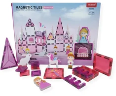 X Bida Magnetinis princesės pilies konstruktorius 37 detalės, vaikams nuo 3 metų, lavina erdvinę vaizduotę, rožinė ir violetinė