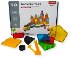 X Bida Magnetinių XL formų konstruktorius su 88 detalėmis, vaikams nuo 3 metų, su ratuku ir lipdukais
