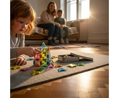 X Bida Mini magnetinių kaladėlių rinkinys kūrybai ir STEM mokymuisi, vaikams nuo 3 metų, sidabro spalvos dėžutėje