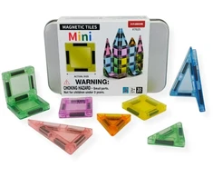 X Bida Mini magnetinių kaladėlių rinkinys kūrybai ir STEM mokymuisi, vaikams nuo 3 metų, sidabro spalvos dėžutėje