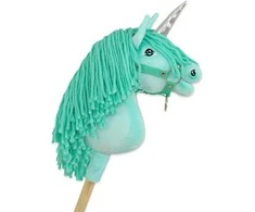 Super Hobby Horse Hobby Horse vienaragis ant lazdos mėtų spalvos su sidabriniu ragu