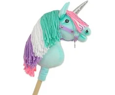 Super Hobby Horse Hobby Horse vienaragis lazdoje su spalvota karčiene ir sidabriniu ragu
