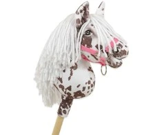 Super Hobby Horse Hobby Horse lazdelinis arkliukas rudas leopardas su balta karčiais A4