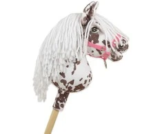 Super Hobby Horse Hobby Horse lazdelinis arkliukas rudas leopardas su balta karčiais A4